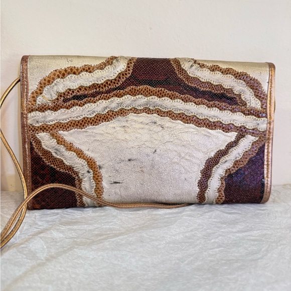 Vintage Carlos Falchi Snake Skin Envelope Shoulder Bag - Picture 12 of 15